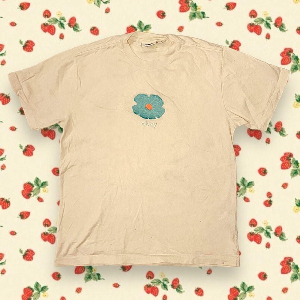 Yellow OBEY Shirt with Floral Design